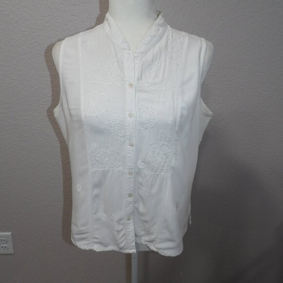 Fresco by Nomadic Traders Sleeveless Eyelet Embroidered Top Women’s Size Medium - Picture 1 of 10